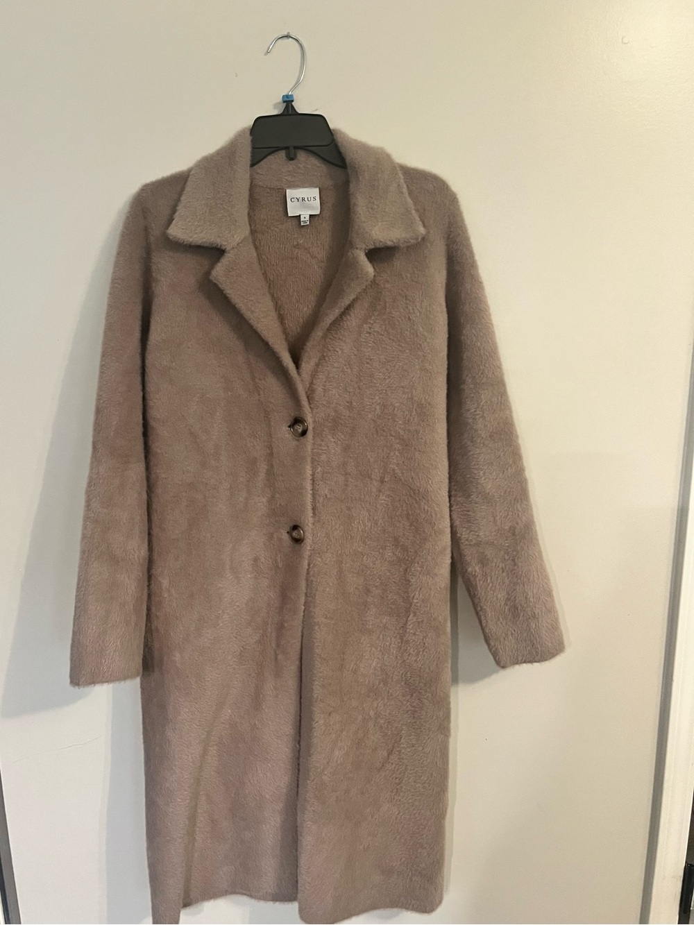 Cyrus Plush Taupe Teddy Coat with Notch Collar